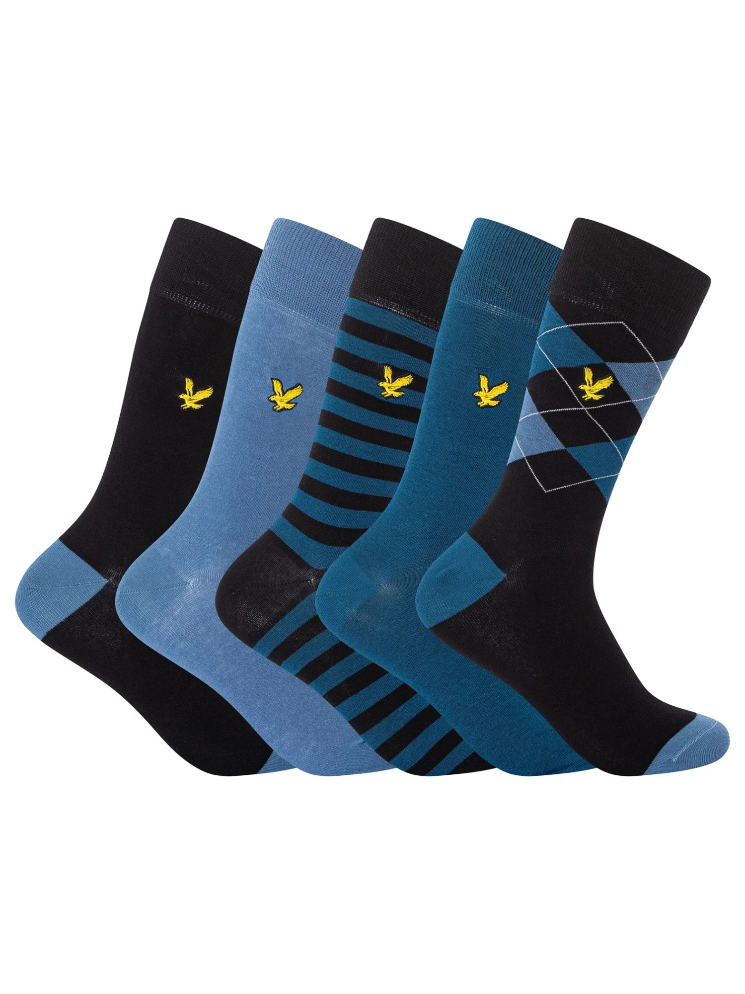 Lyle & Scott 5 Pack Harold Premium Socks - Argyle/Sailor Blue/Stripe/Blue Horizon/Black 1 Lyle & Scott 5 Pack Harold Premium Socks - Argyle/Sailor Blue/Stripe/Blue Horizon/Black