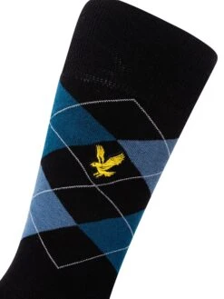 Lyle & Scott 5 Pack Harold Premium Socks - Argyle/Sailor Blue/Stripe/Blue Horizon/Black 10 Lyle & Scott 5 Pack Harold Premium Socks - Argyle/Sailor Blue/Stripe/Blue Horizon/Black -Standout Fashion Shop 49350c