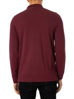 Farah Blanes Longsleeved Polo Shirt - Red -Standout Fashion Shop 49387c