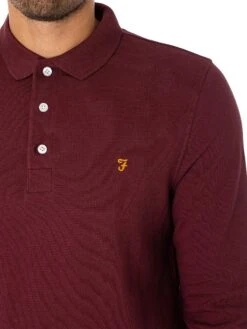 Farah Blanes Longsleeved Polo Shirt - Red -Standout Fashion Shop 49387d