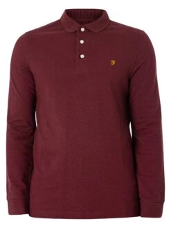 Farah Blanes Longsleeved Polo Shirt - Red -Standout Fashion Shop 49387e