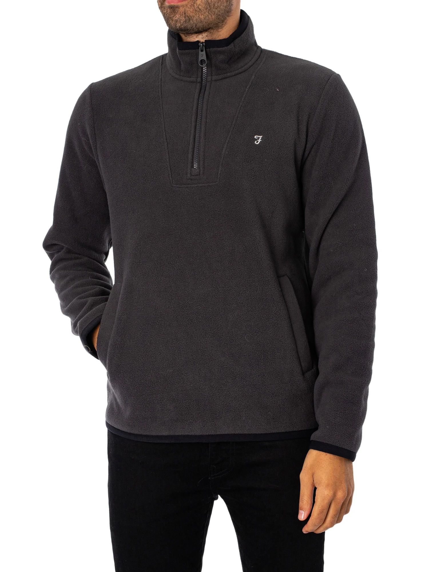 Farah Rush 1/4 Zip Sweatshirt - Charcoal 2 Farah Rush 1/4 Zip Sweatshirt - Charcoal - Image 2