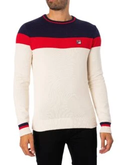 Fila Alden Colour Block Knit - Gardenia/Red/Navy