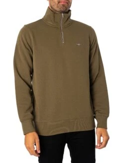 GANT Regular Shield Half Zip Sweatshirt - Juniper Green