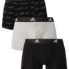 Adidas 3 Pack Active Flex Cotton Trunks - Black/Heather Grey/Port