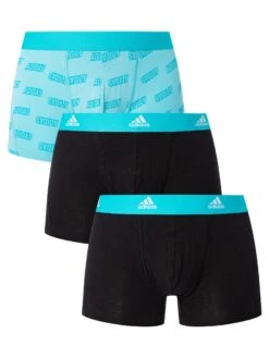 Adidas 3 Pack Active Flex Cotton Trunks - Cyan/Port/Black
