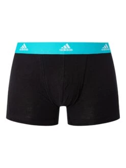 Adidas 3 Pack Active Flex Cotton Trunks - Cyan/Port/Black -Standout Fashion Shop 49499e