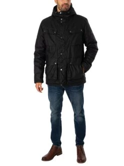 Barbour International Galloway Wax Jacket - Black -Standout Fashion Shop 49515g