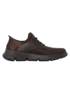 Skechers Slip-ins Garza Leather Trainers - Chocolate -Standout Fashion Shop 49535c
