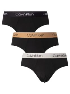 Calvin Klein 3 Pack Microfiber Stretch Hip Briefs - Black (Tigers Eye, Lunar Rock)