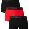 Calvin Klein 3 Pack Modern Cotton Trunks - Black/Red