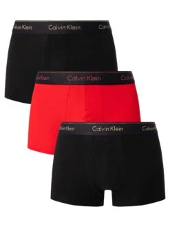 Calvin Klein 3 Pack Modern Cotton Trunks - Black/Red