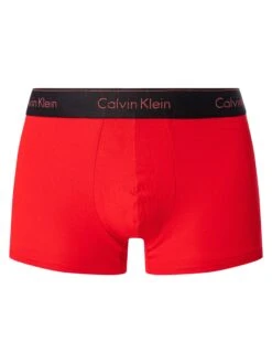 Calvin Klein 3 Pack Modern Cotton Trunks - Black/Red -Standout Fashion Shop 49590e