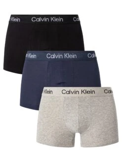 Calvin Klein 3 Pack Stencil Logo Trunks - Black/Speakeasy/Grey Heather
