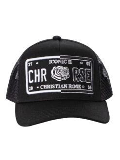 Christian Rose Iconic 50/50 Plate Trucker Cap - Black/White -Standout Fashion Shop 49594e