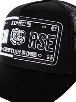 Christian Rose Iconic 50/50 Plate Trucker Cap - Black/White -Standout Fashion Shop 49594f