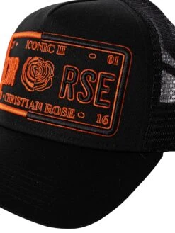 Christian Rose Iconic 50/50 Plate Trucker Cap - Black/Orange 12 Christian Rose Iconic 50/50 Plate Trucker Cap - Black/Orange -Standout Fashion Shop 49596f