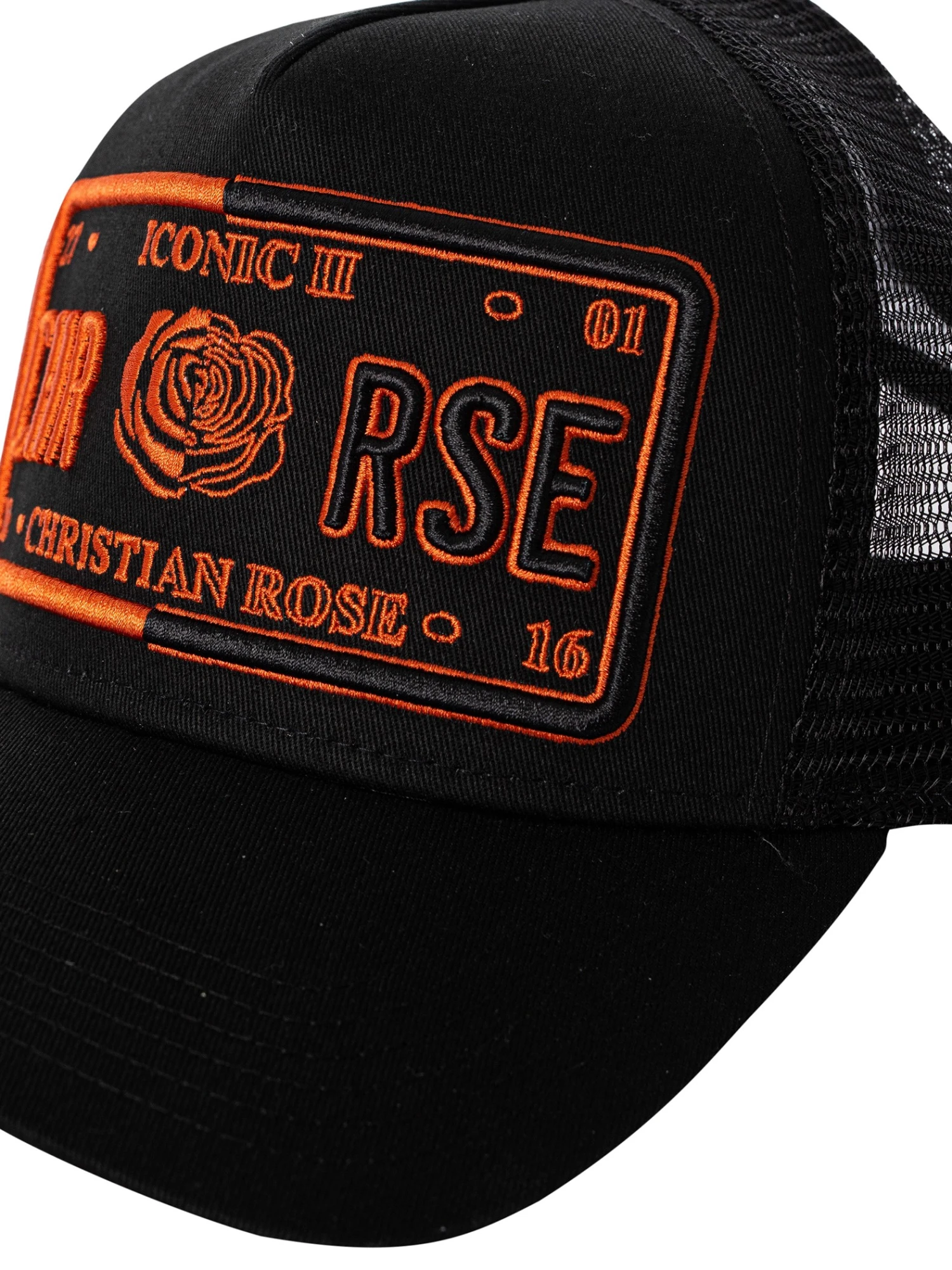 Christian Rose Iconic 50/50 Plate Trucker Cap - Black/Orange 6 Christian Rose Iconic 50/50 Plate Trucker Cap - Black/Orange - Image 6